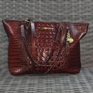 Brahmin Brown Crocodile-Embossed Tote Luxurious Craftsmanship